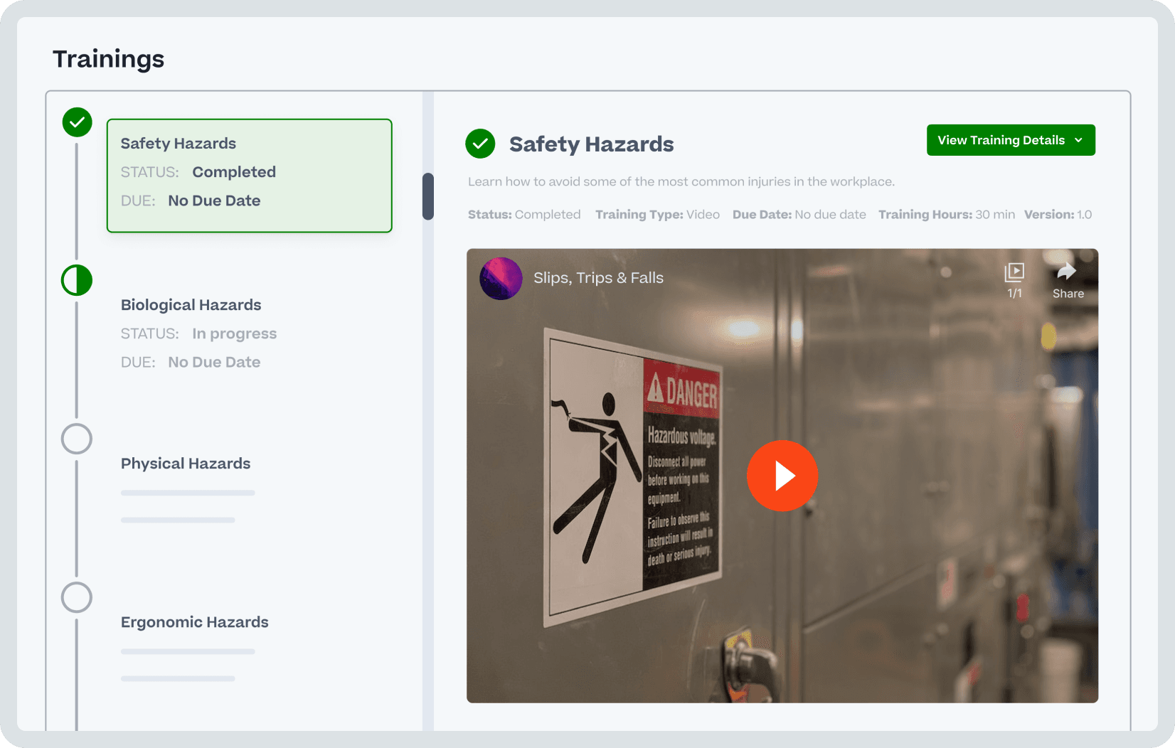 Screen shot of Cornerstone Learn training.