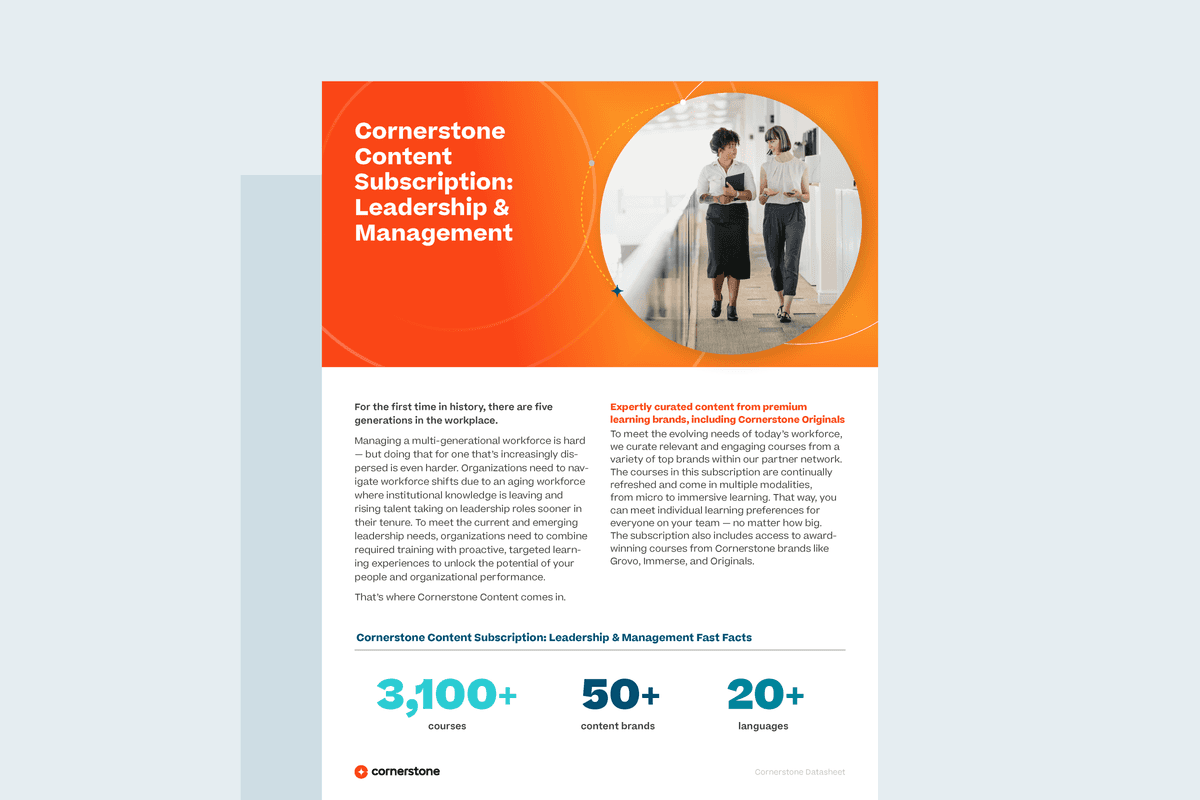 Cornerstone Content Subscription: Leadership & Management